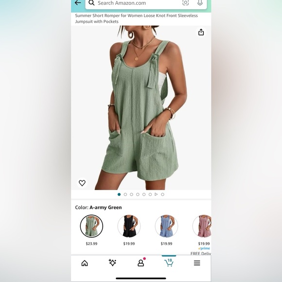 Knot Front Pocket Patched Overall Romper *NEW* - Picture 11 of 12